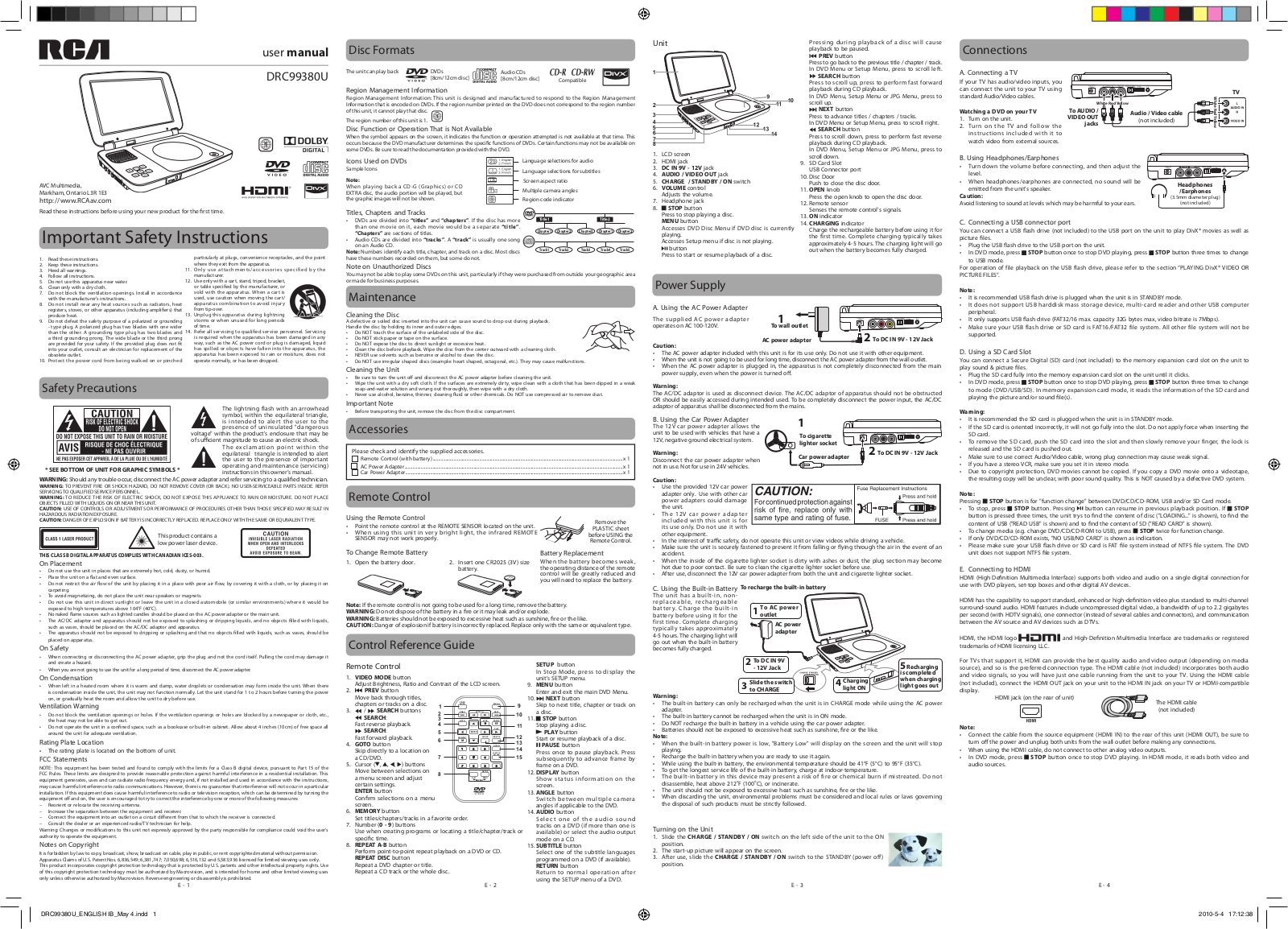 RCA DRC99380U User Manual