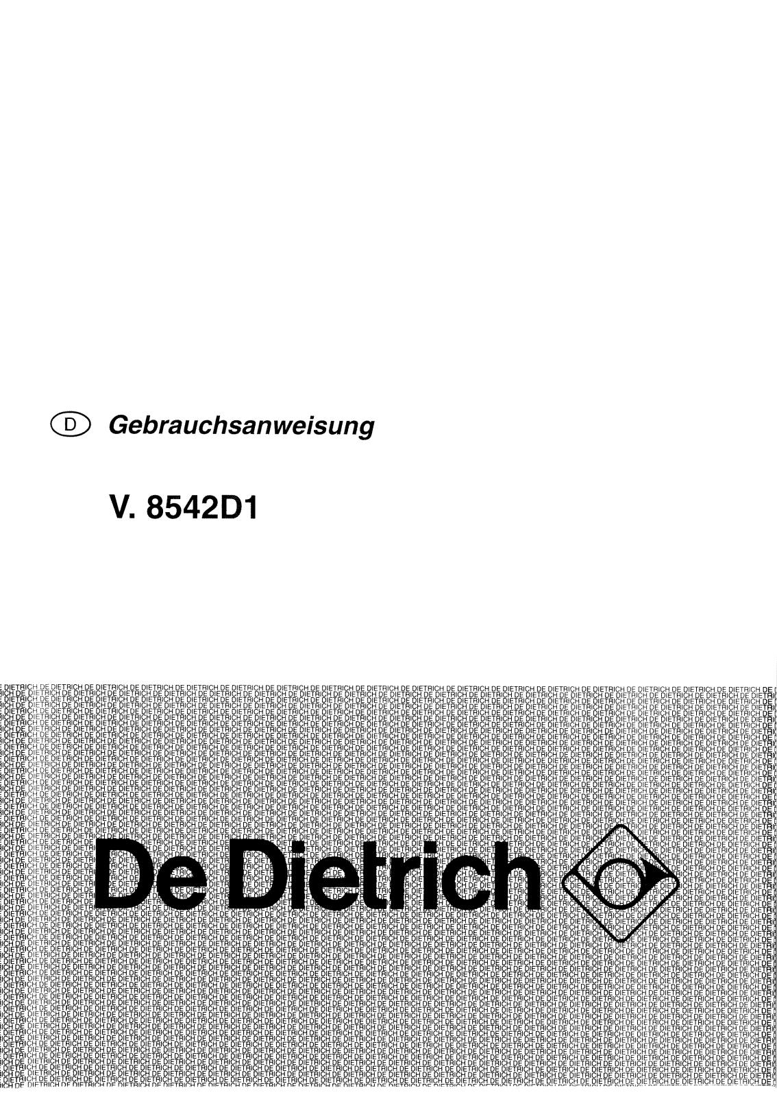 De dietrich VM8542D1, VN8542D1, VW8542D1 User Manual