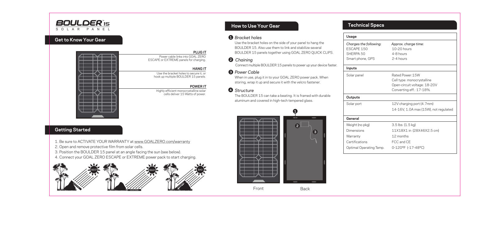 Goal Zero Boulder 15 User Guide