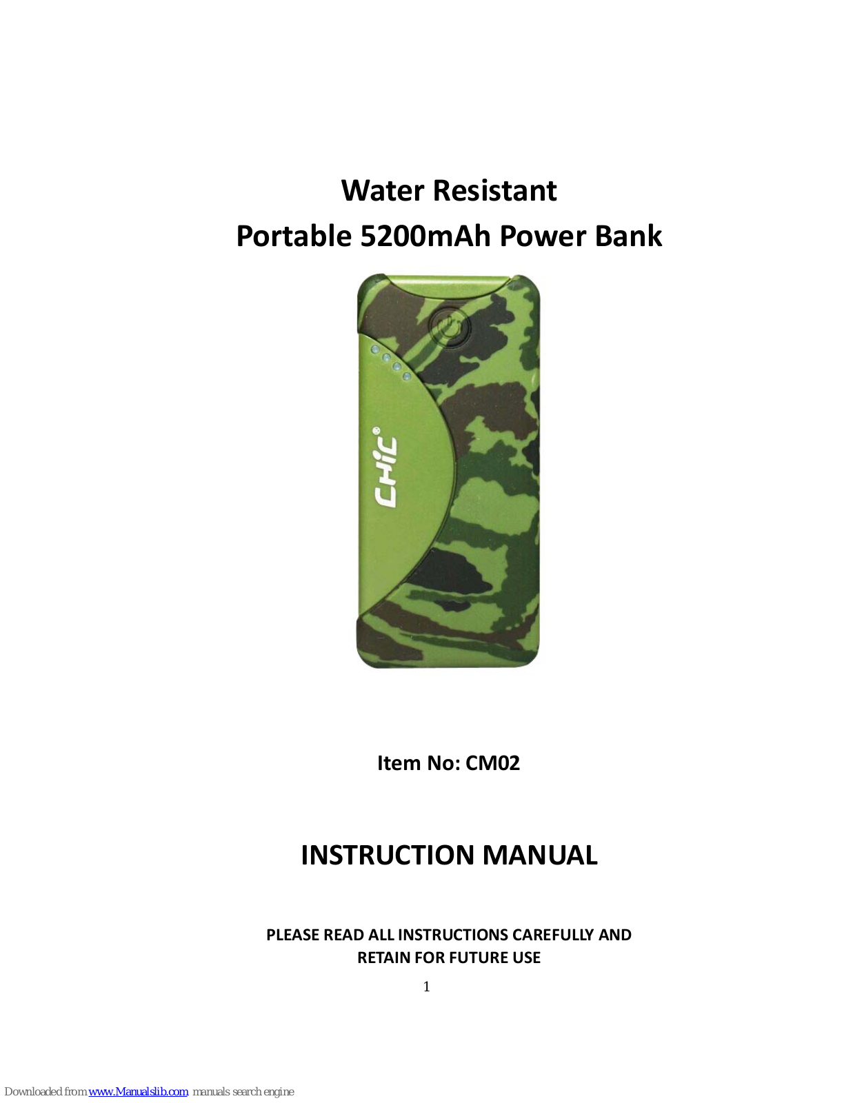 Chic CM02 Instruction Manual - ManualMachine.com