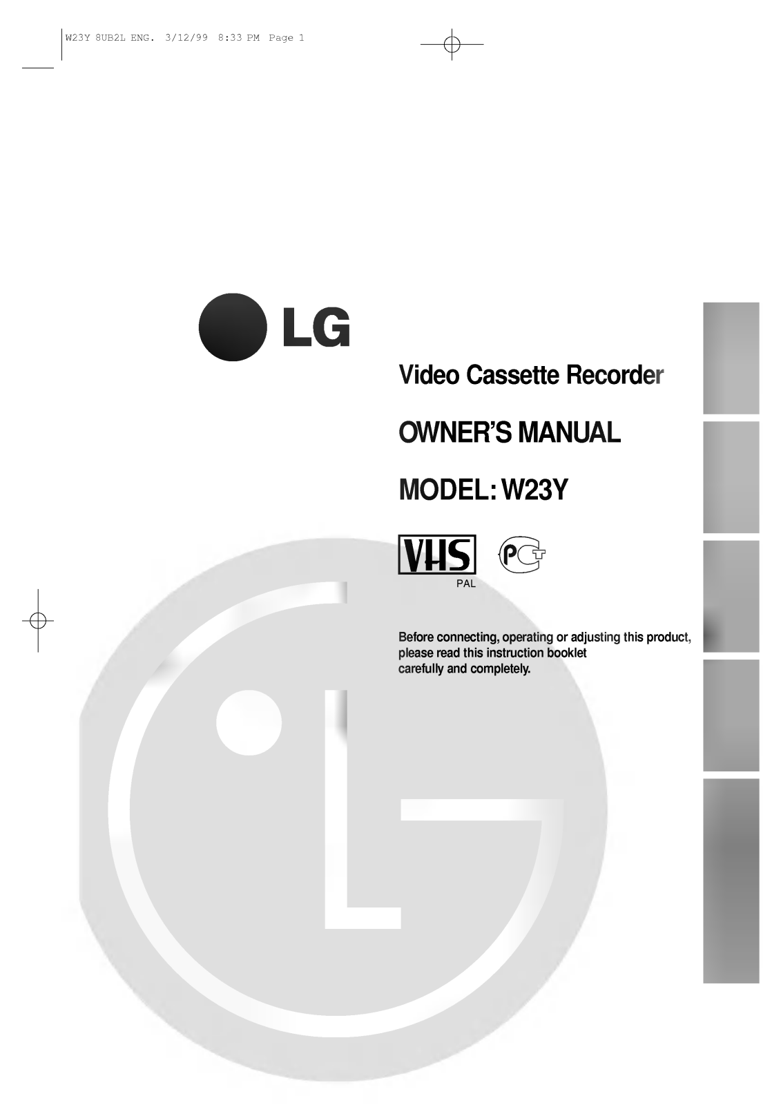 LG W23Y User manual