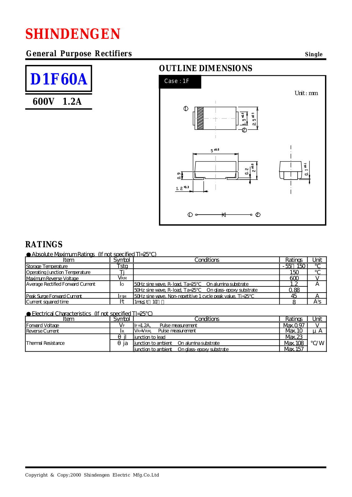Datasheet D1F60A Datasheet (Shindengen) - ManualMachine.com