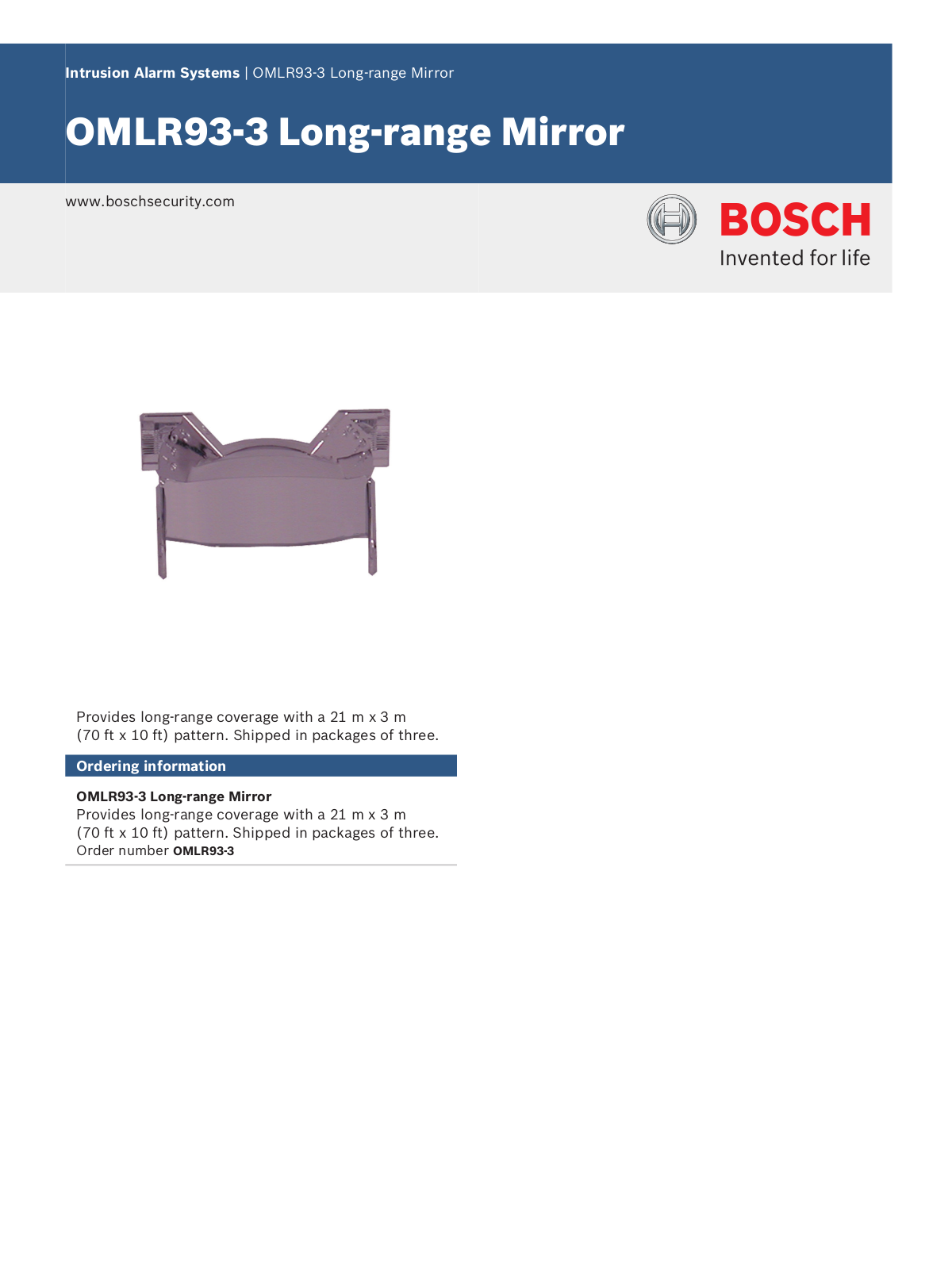 Bosch OMLR93-3 Specsheet