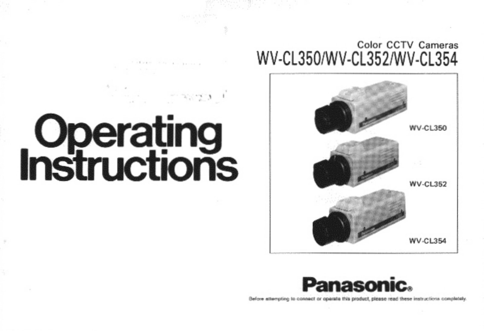 Panasonic wv-cl350 Operation Manual