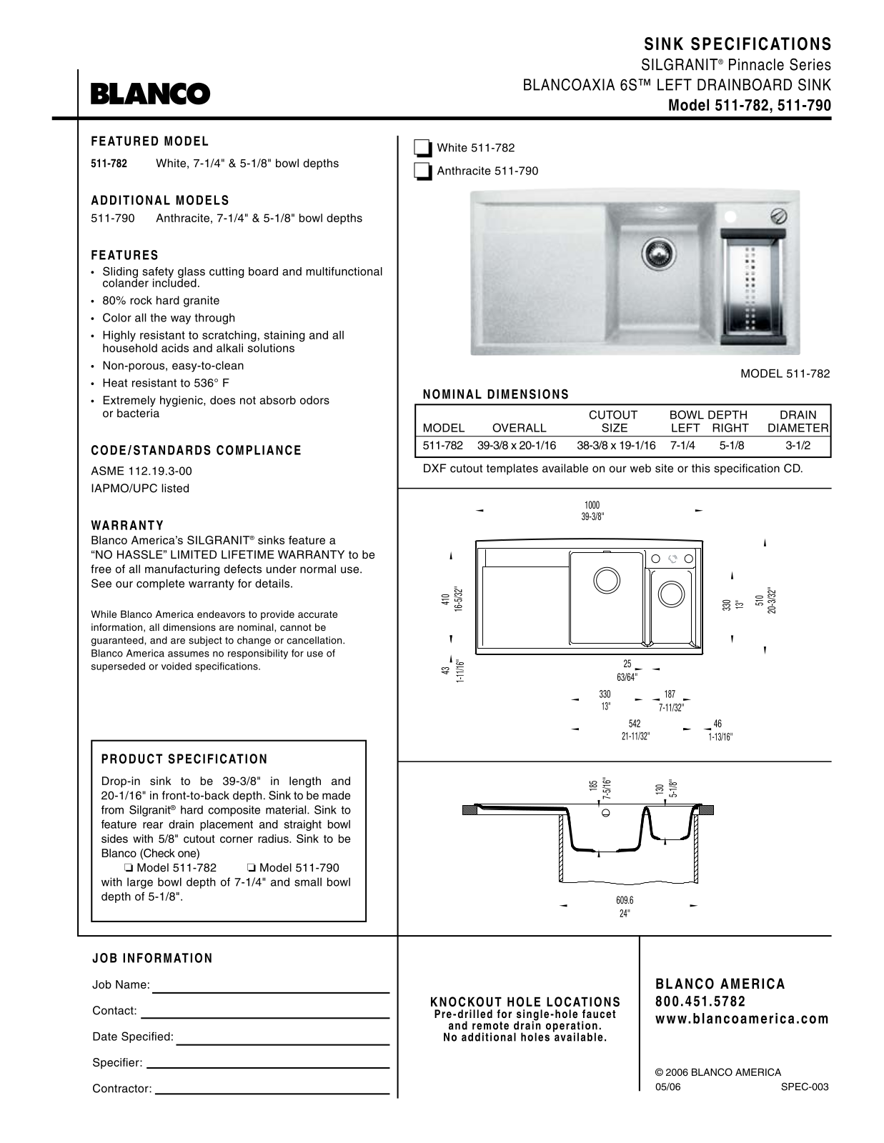 Blanco 511-790 User Manual