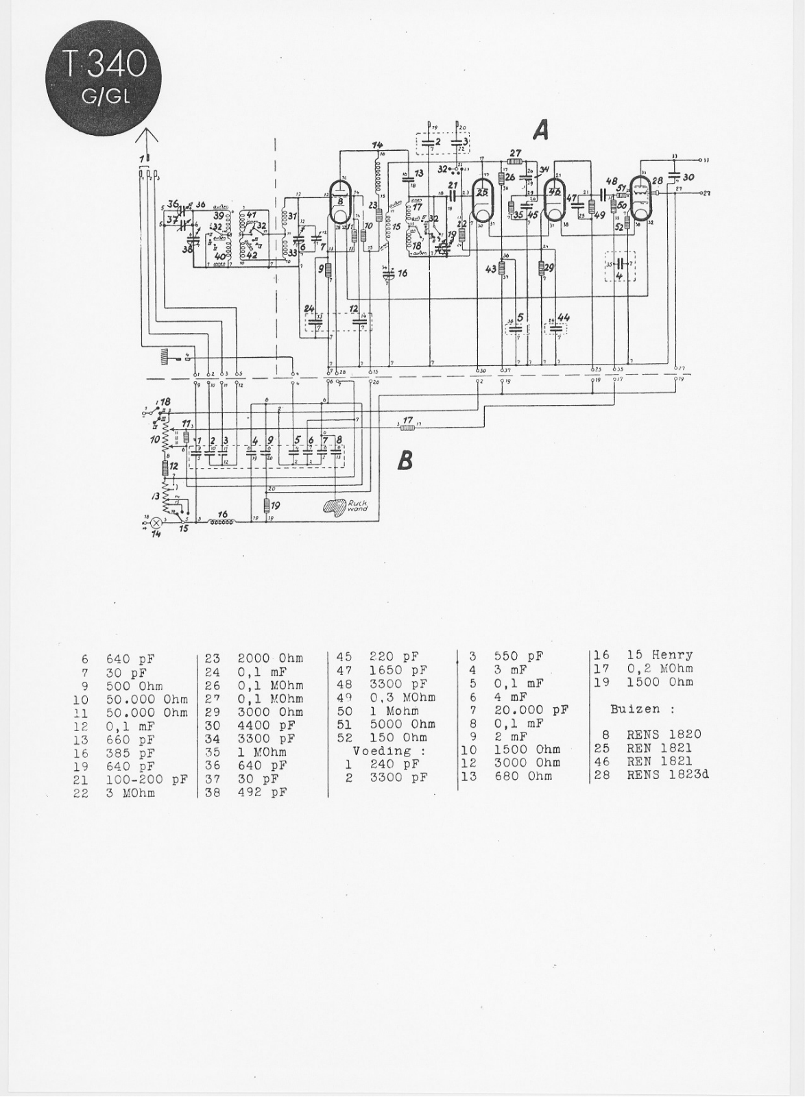 Telefunken 340-GL, 340-G Schematic