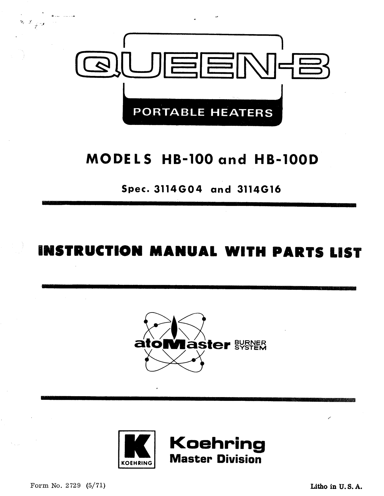 Desa Tech HB100D, HB100 Owner's Manual