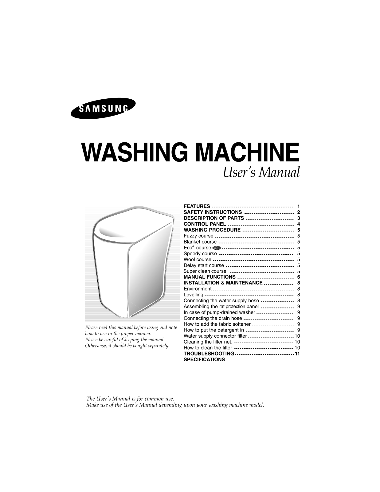 Samsung WA80P1B User Manual