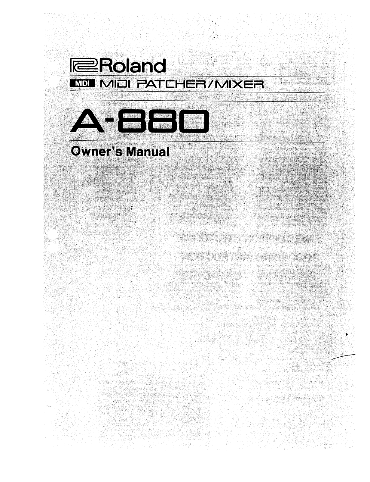 Roland Corporation A-880 Owner's Manual