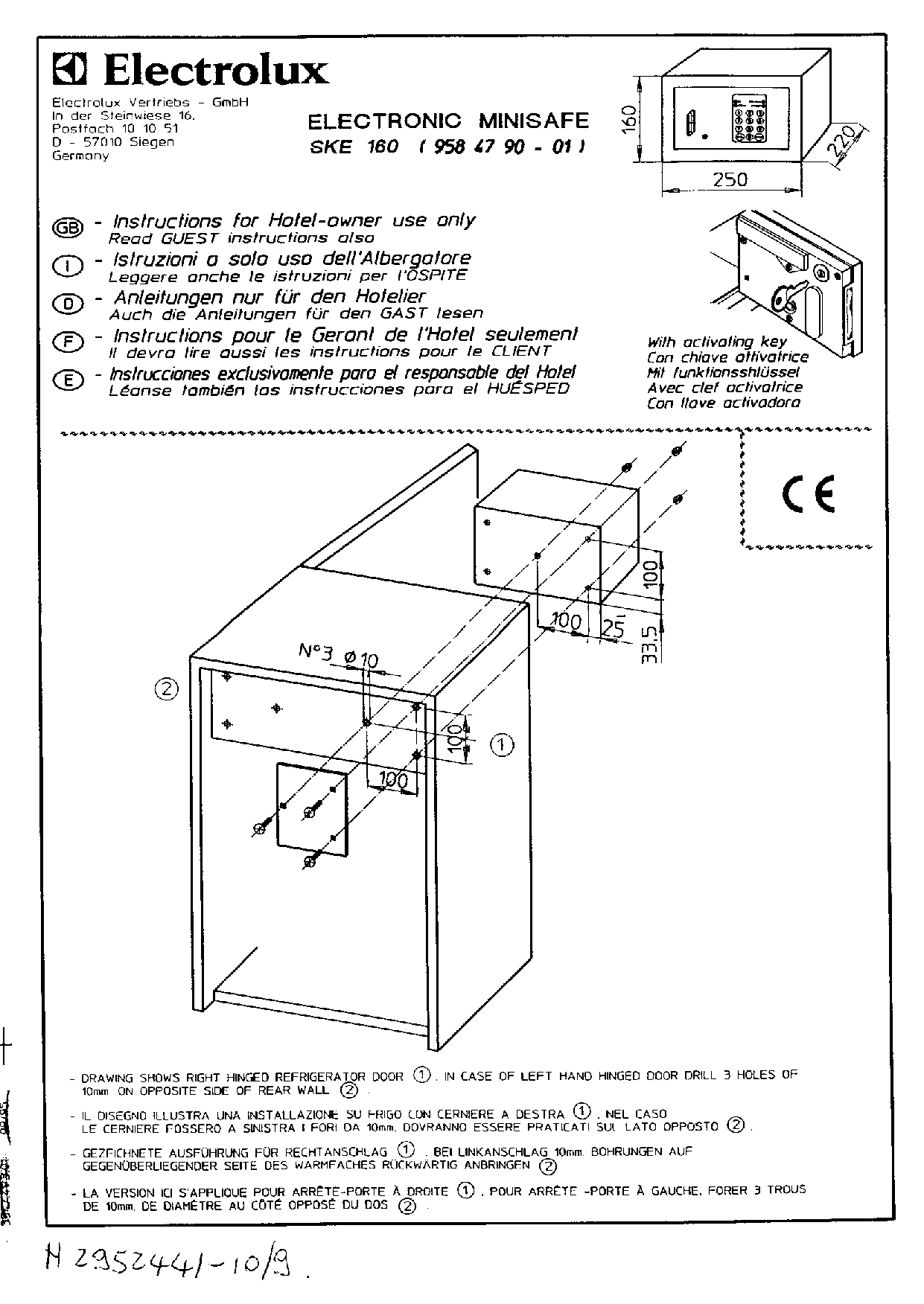 AEG-Electrolux SKE160 User Manual