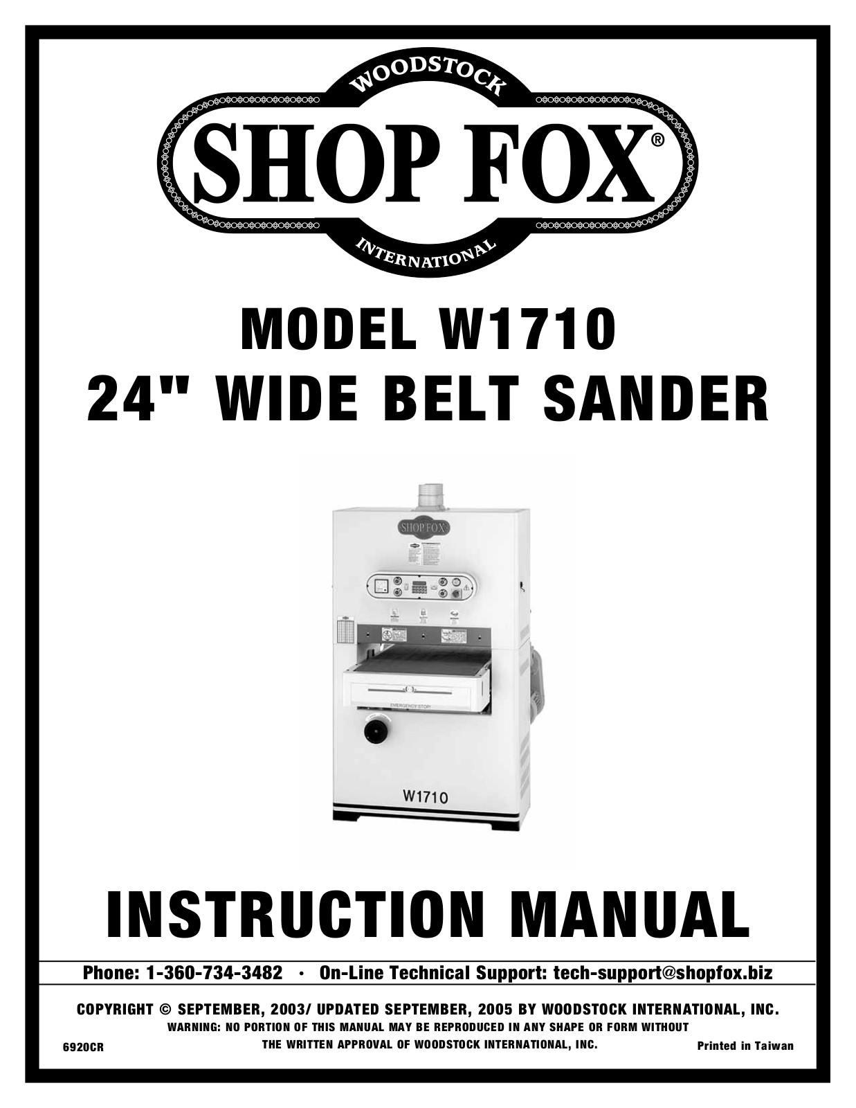 Shop fox W1710 User Manual