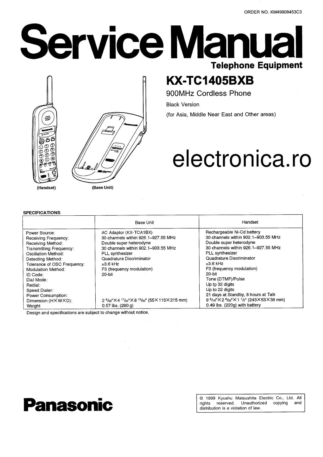 Panasonic KX-TC1405BXB Service Manual