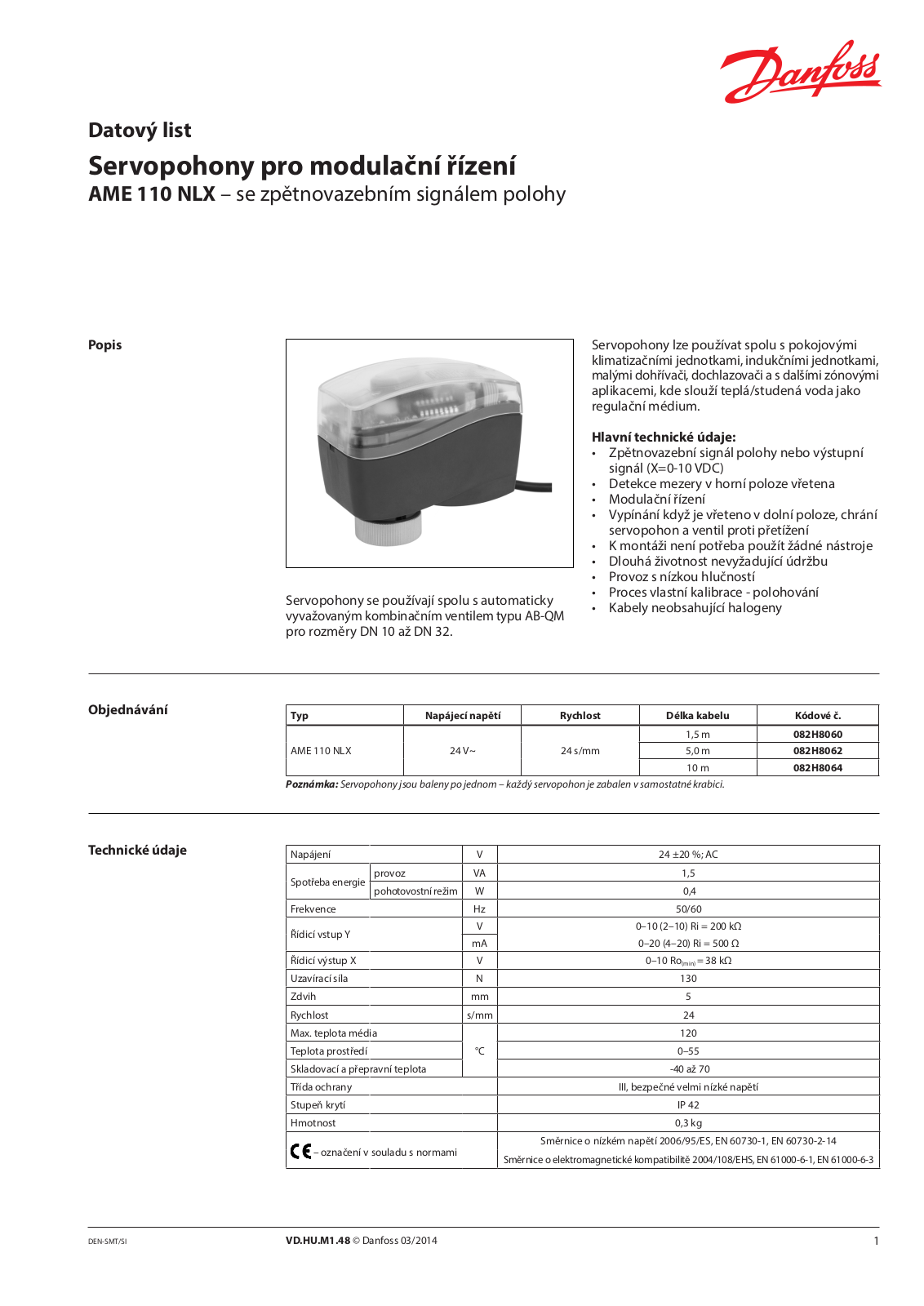 Danfoss AME 110 NLX Data sheet