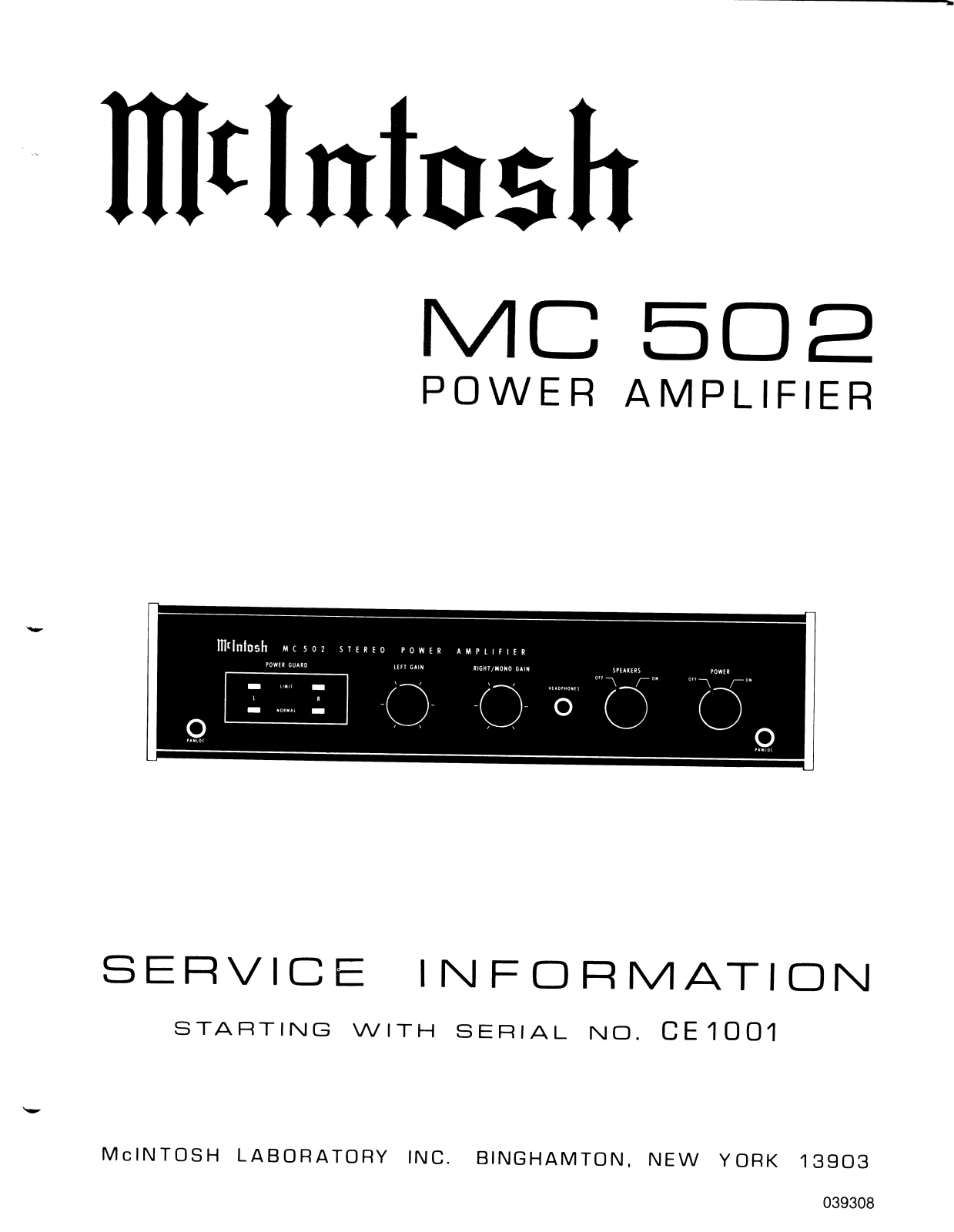 McIntosh MC-502 Service manual