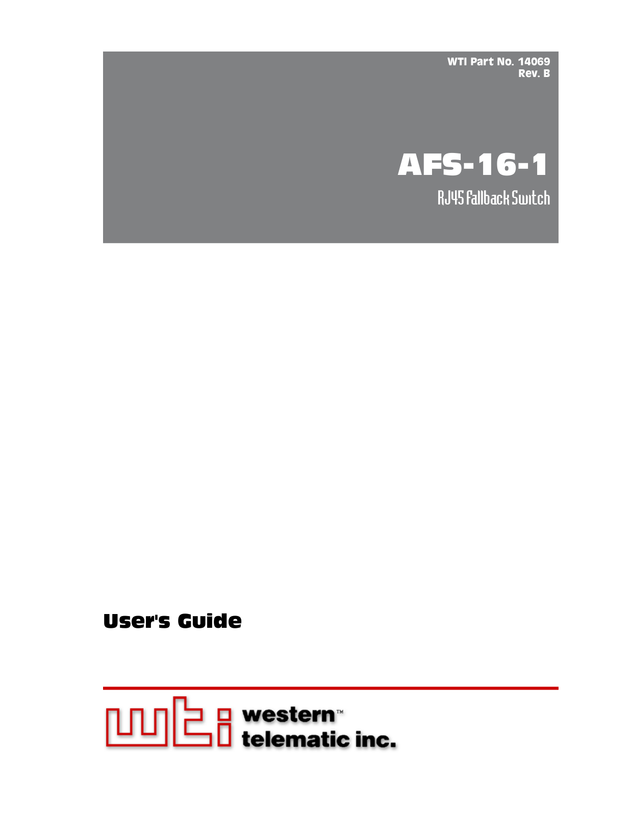 Western Telematic AFS-16-1 User Manual