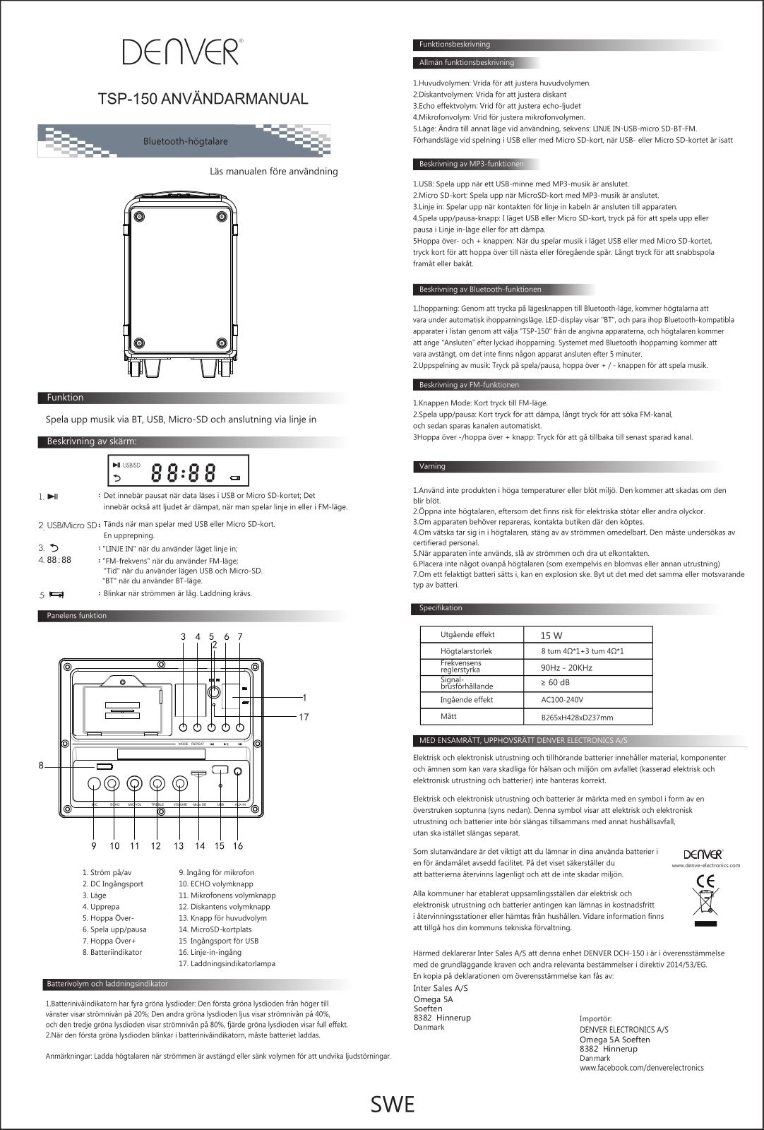 Denver TSP-150 User Guide