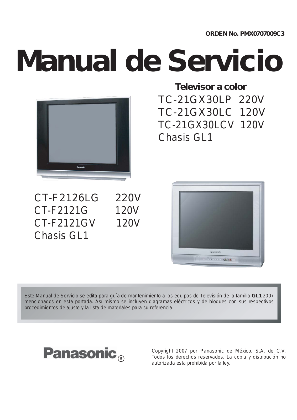 Panasonic TC-21GX30LP, TC-21GX30LCV, CT-F2126LG, CT-F2121G, CT-F2121GV Service Manual
