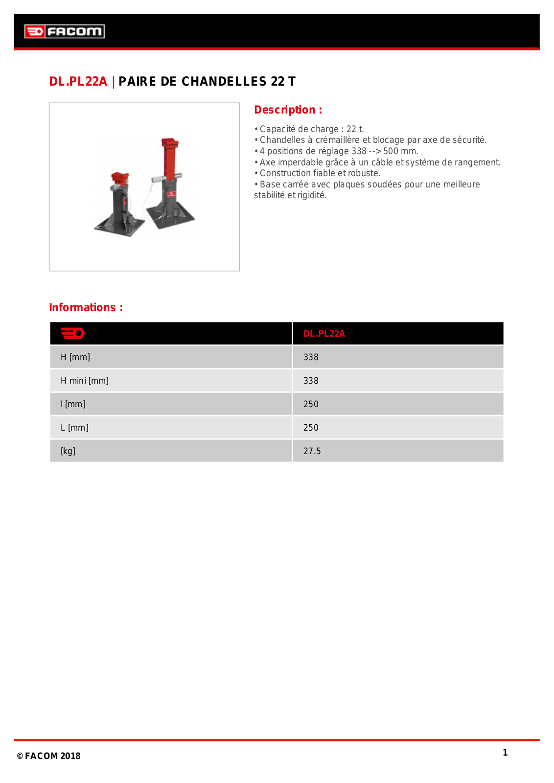 Facom DL.PL22APF Specification - ManualMachine.com