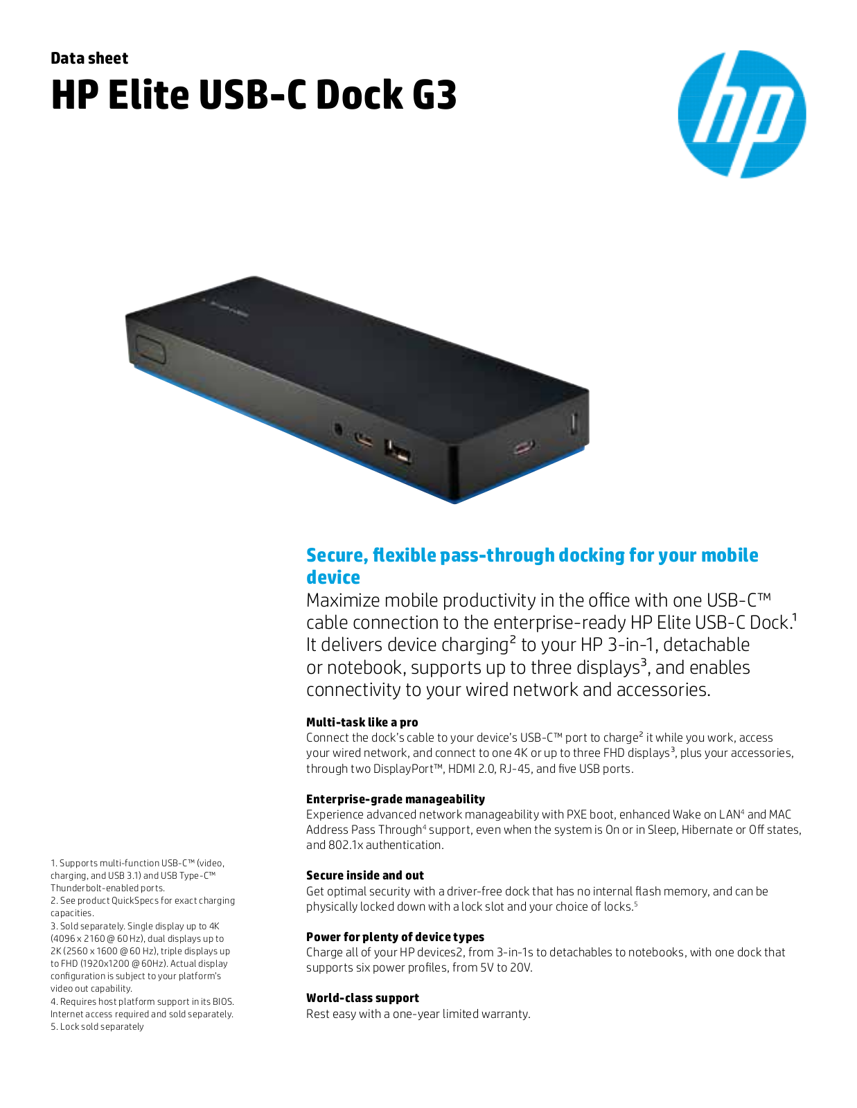 HP Elite USB-C Dock G3 User Manual