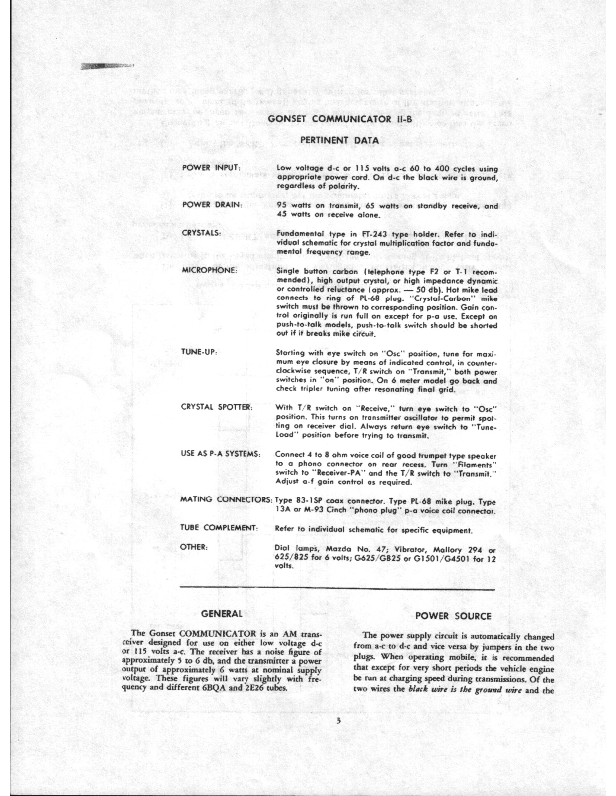 GONSET 3025-B, 3043-B, 3049-B, 3057-B, 3058-B User Manual (PAGE 03)