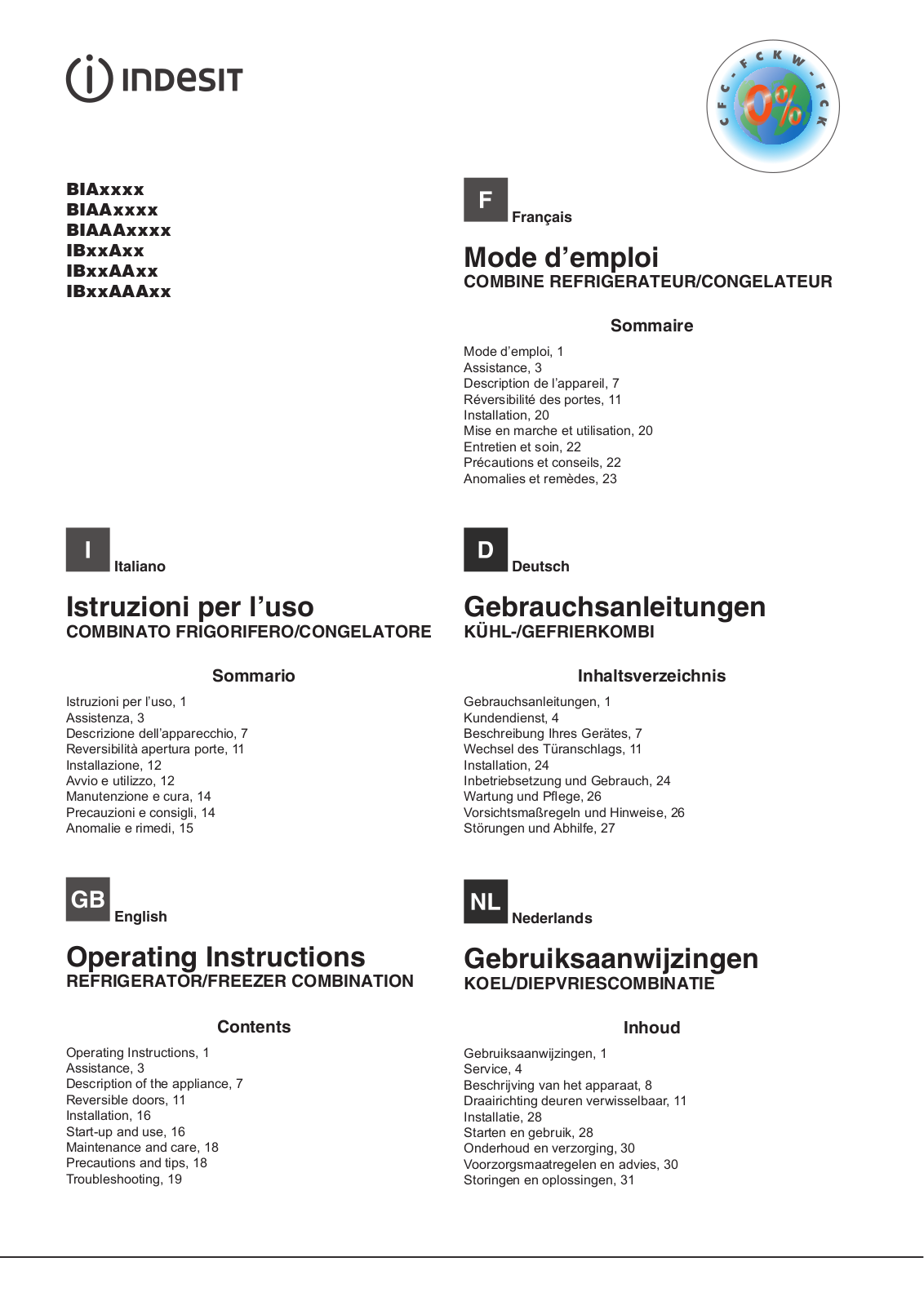 Indesit BIAxxxx User Manual