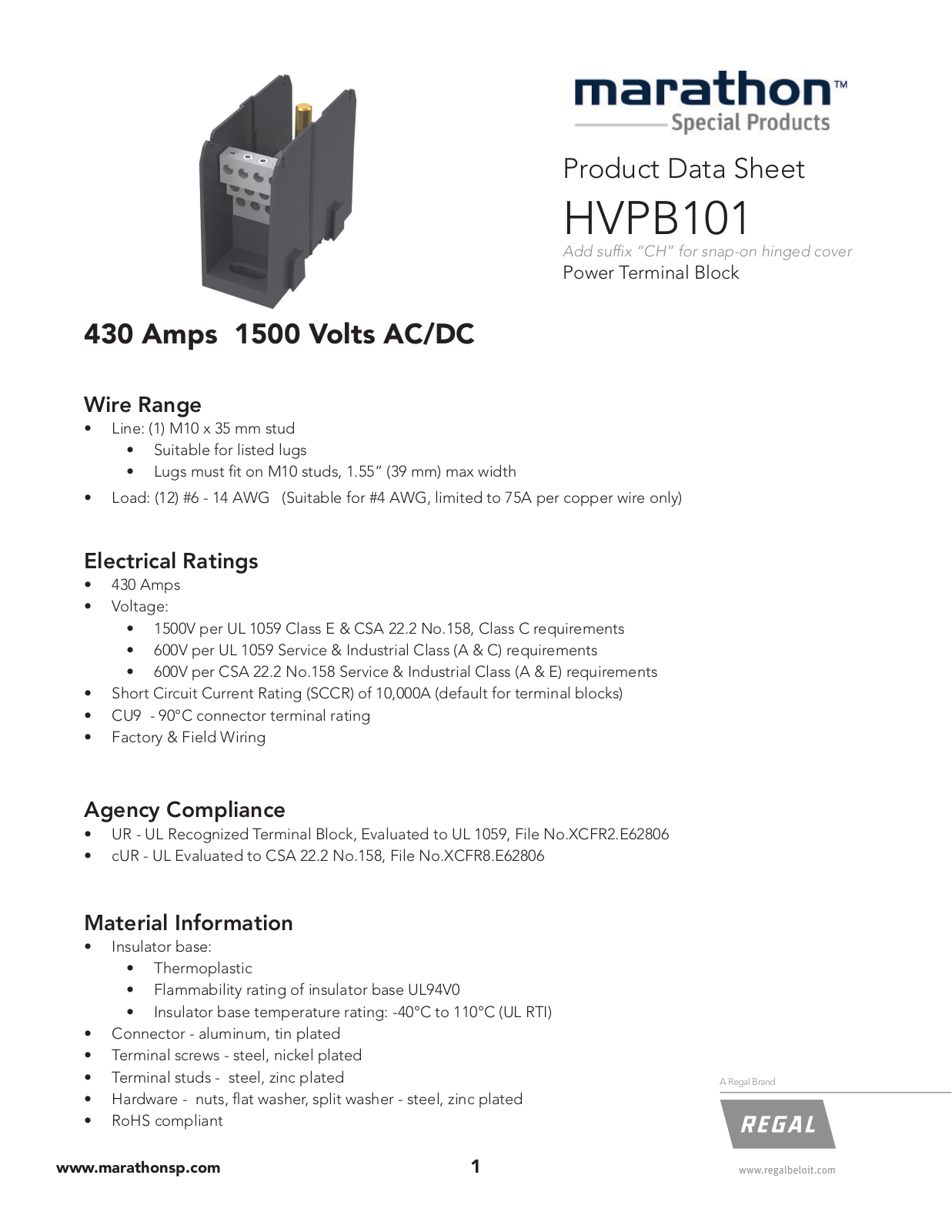 Marathon Special Products HVPB101 Data Sheet