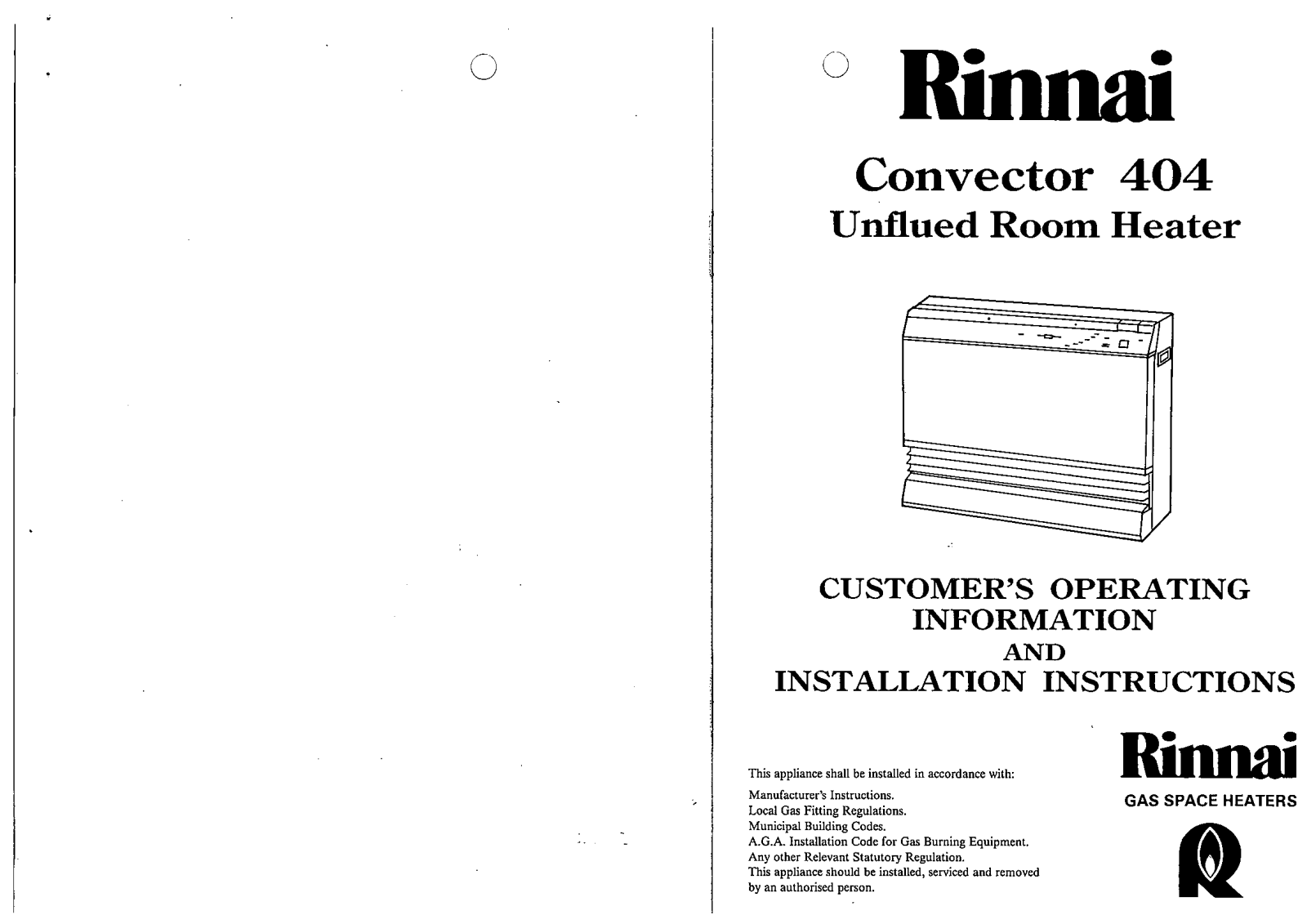 Rinnai Convector 404 User Manual