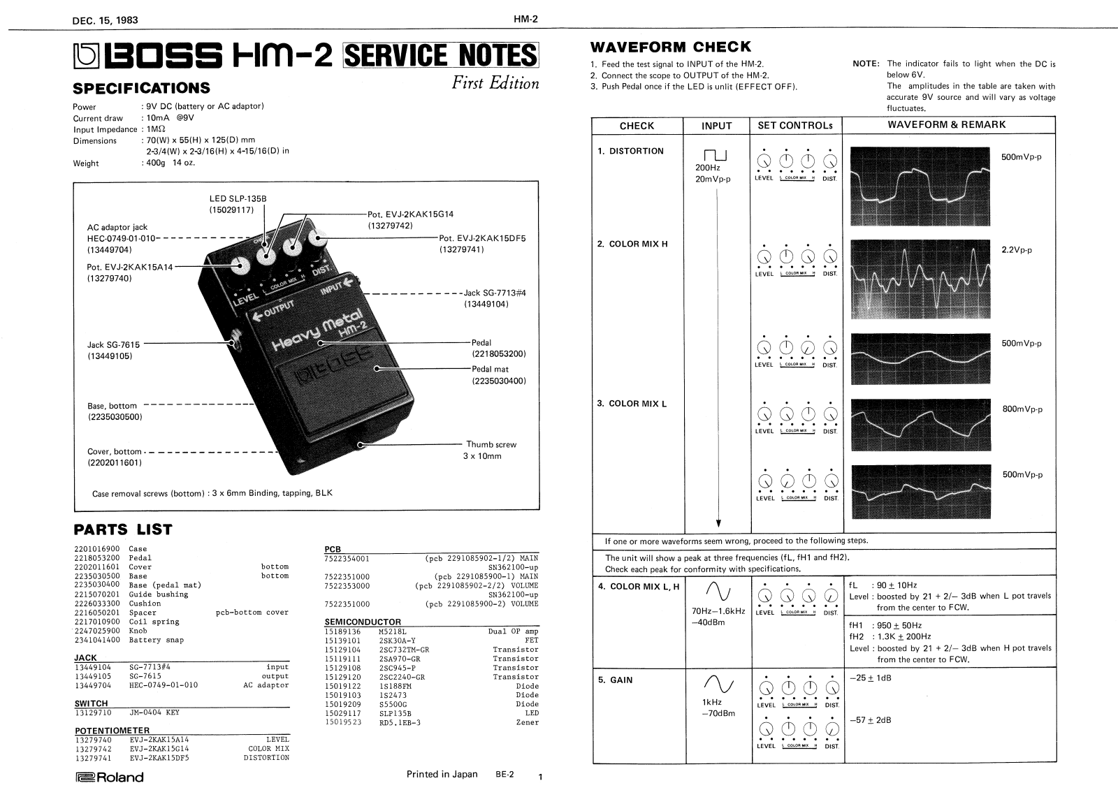 Boss HM-2 Service Manual