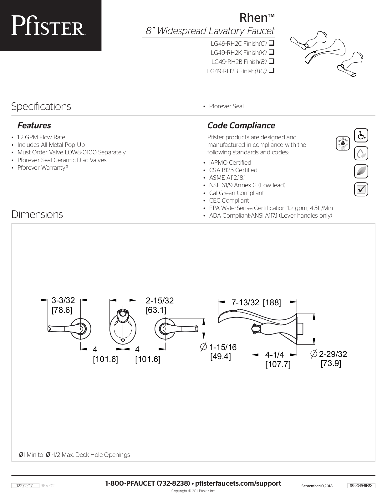 Pfister PPR10282 Specifications - ManualMachine.com