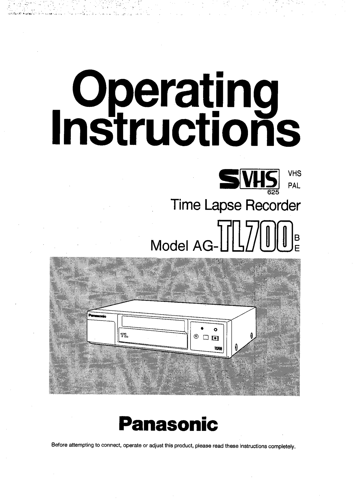 Panasonic AG-TL700B User Manual