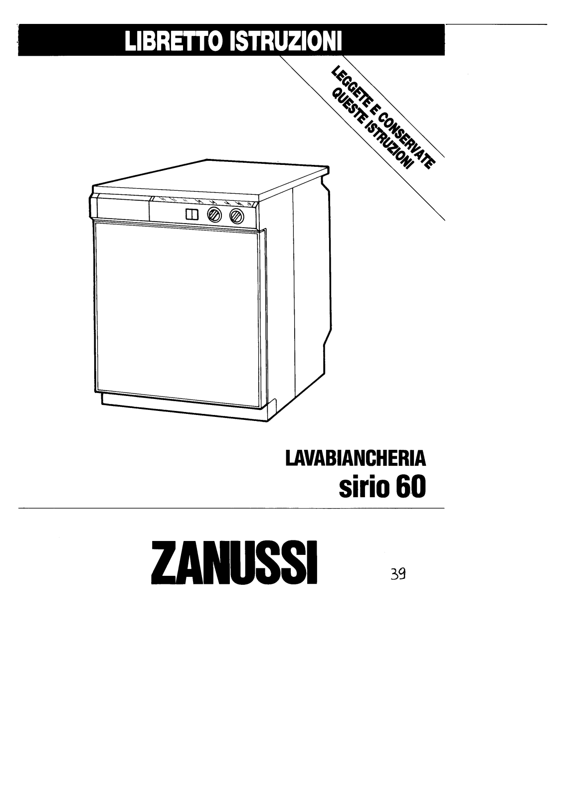 Zanussi SIRIO 60 User Manual