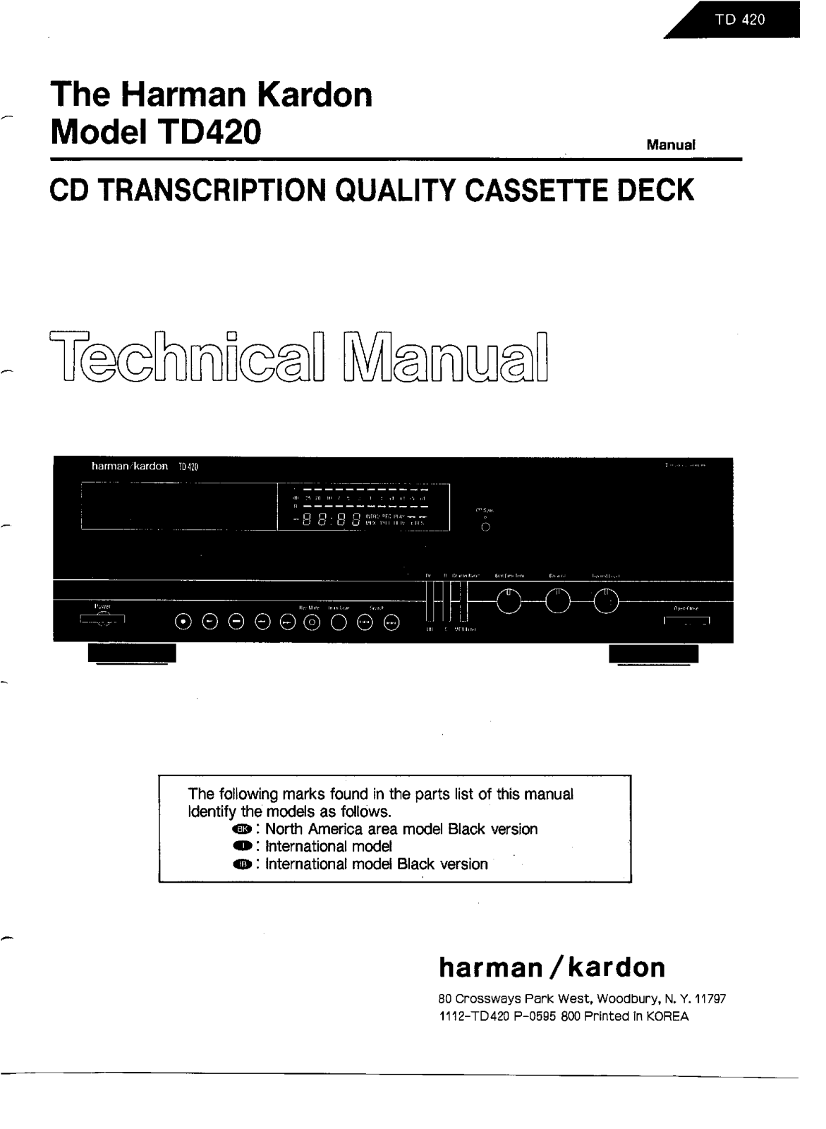 Harman Kardon TD-420 Service manual