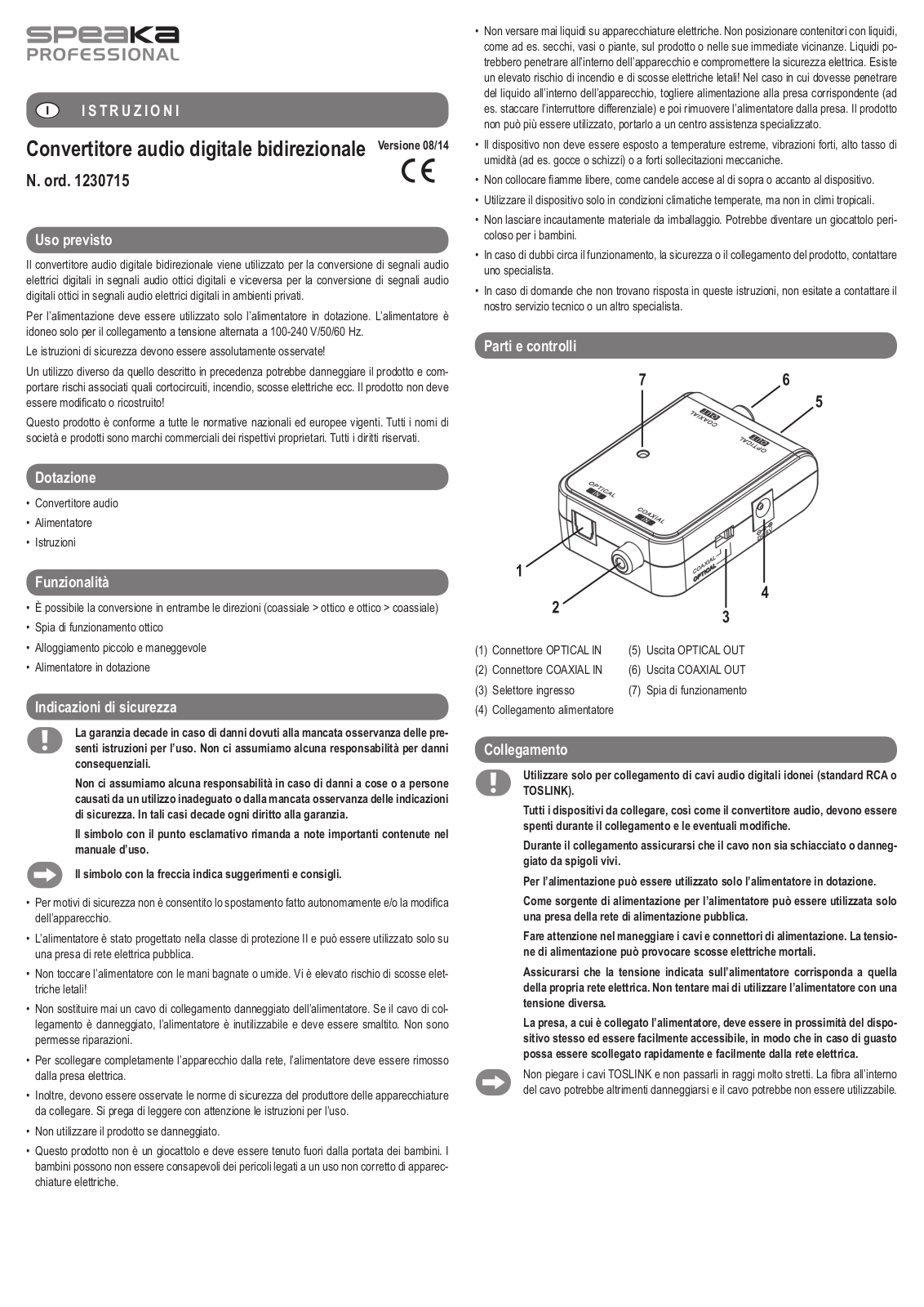 SpeaKa Professional 1230715 User guide