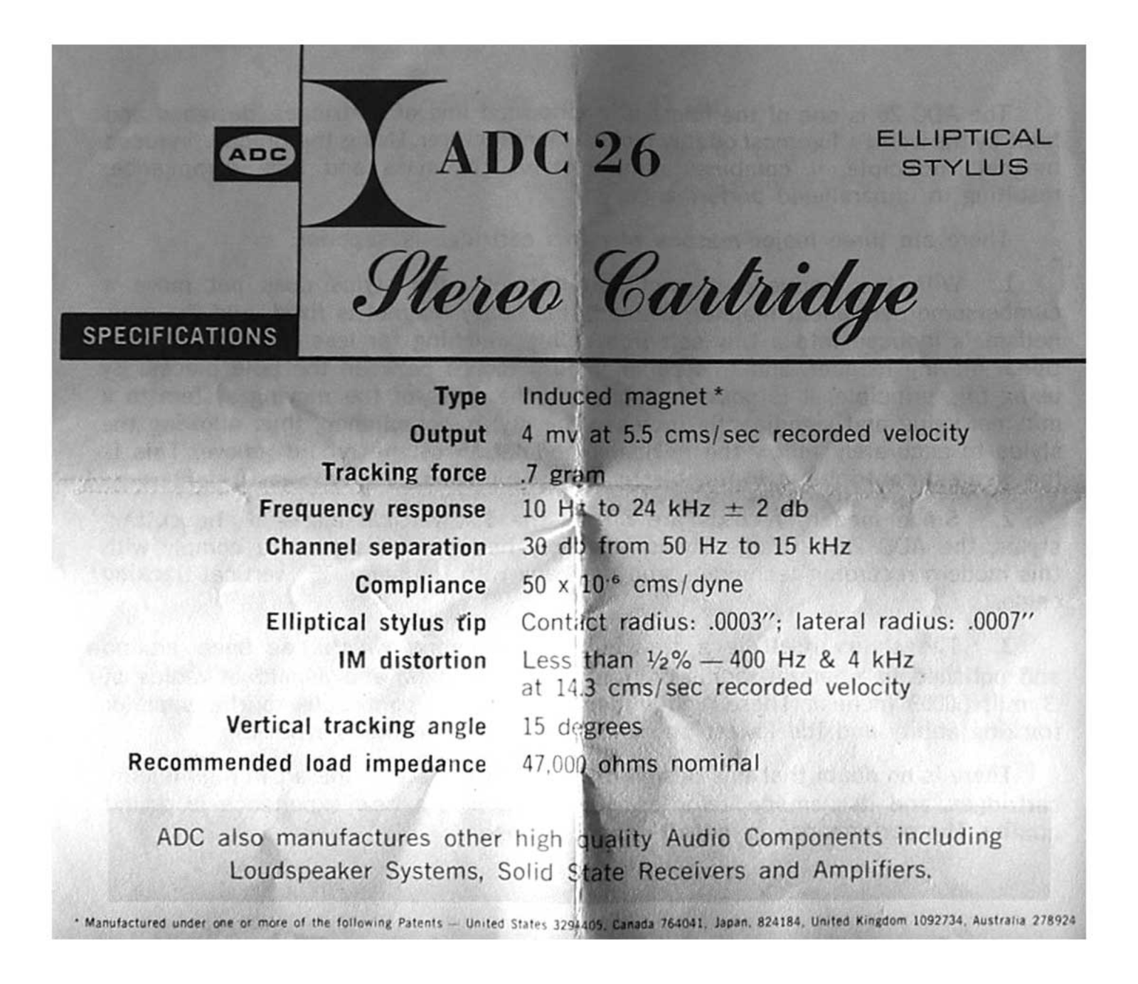 ADC ADC-26 Owners manual