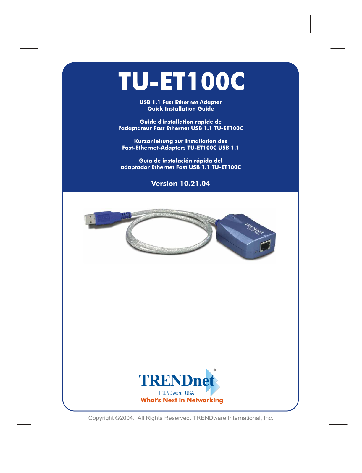 Trendnet TU-ET100C QUICK INSTALLATION GUIDE