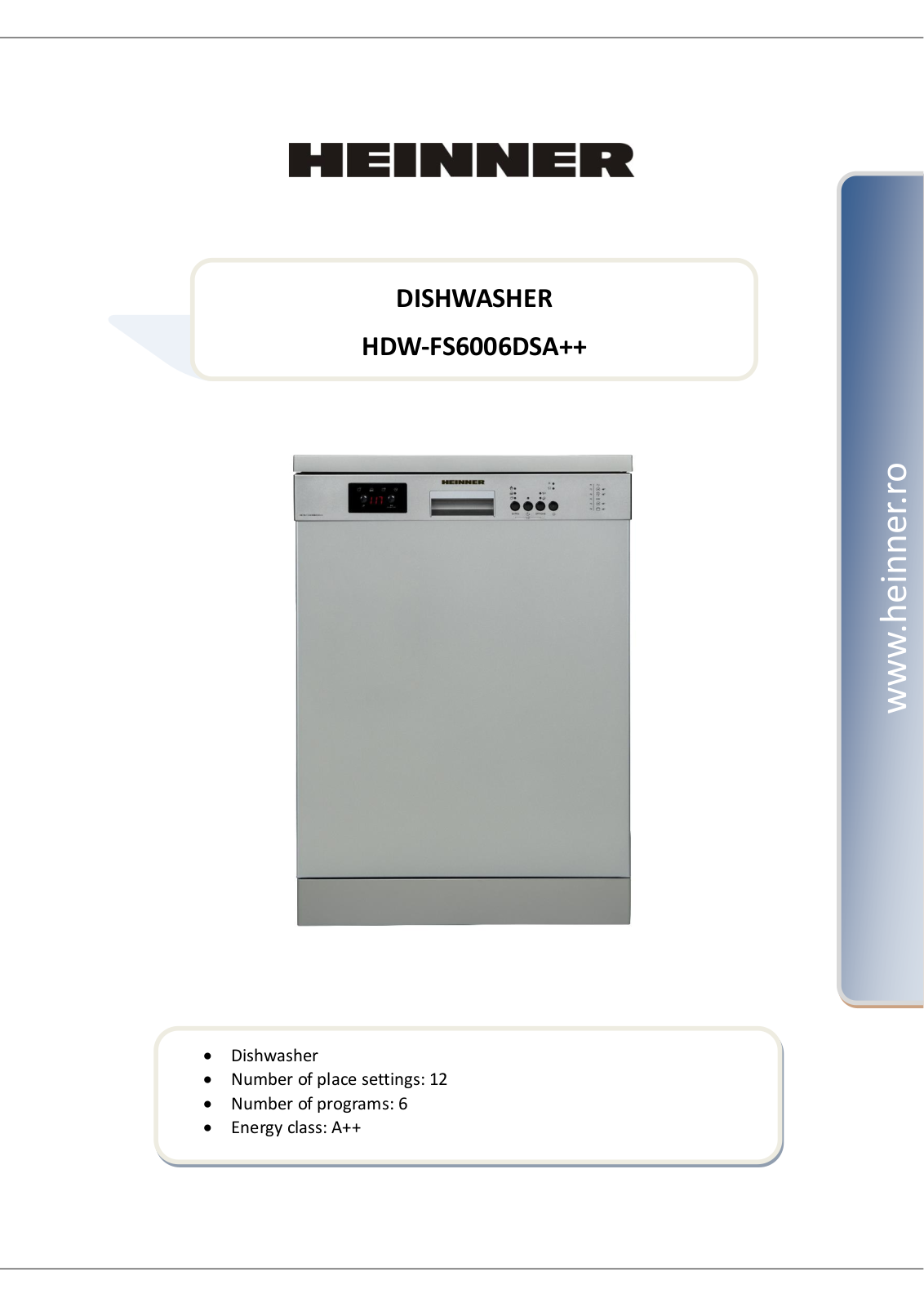 Heinner HDW-FS6006DSA++ User guide - ManualMachine.com