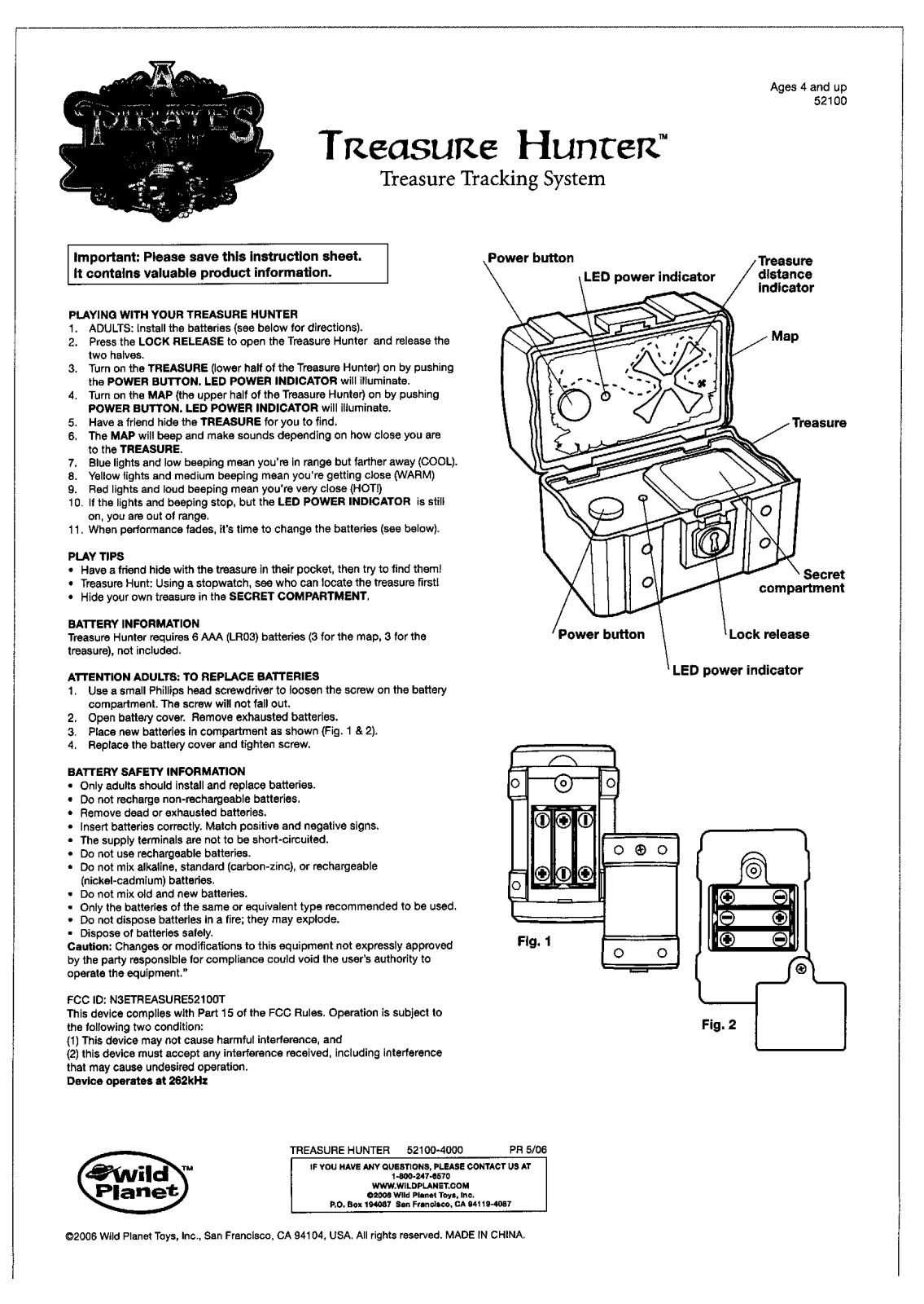 Wild Planet Entertainment TREASURE52100T Users Manual