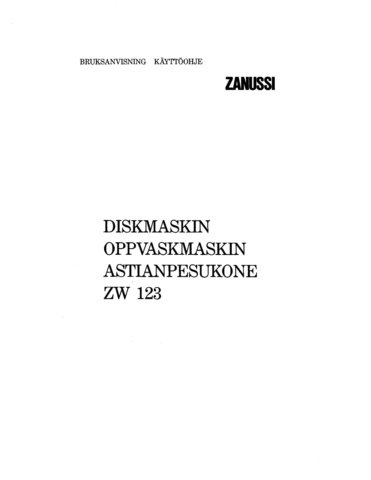 Zanussi ZW123 User Manual