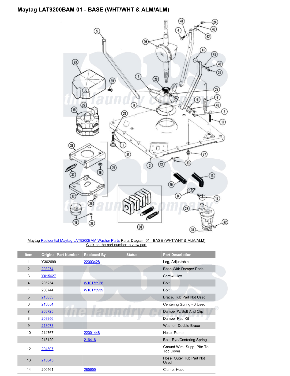 Maytag LAT9200BAM Parts Diagram