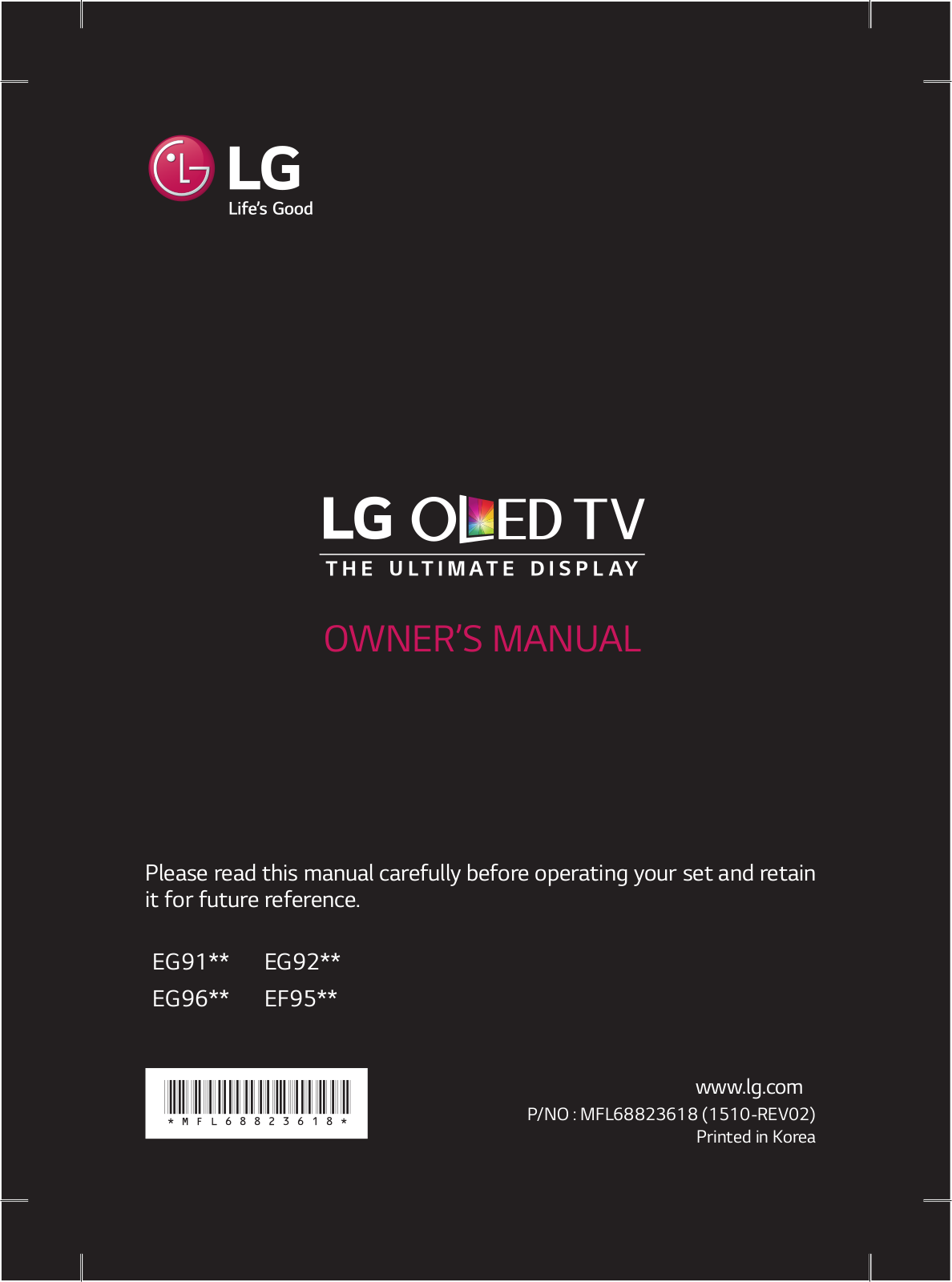 LG 55EG910V Owner’s Manual