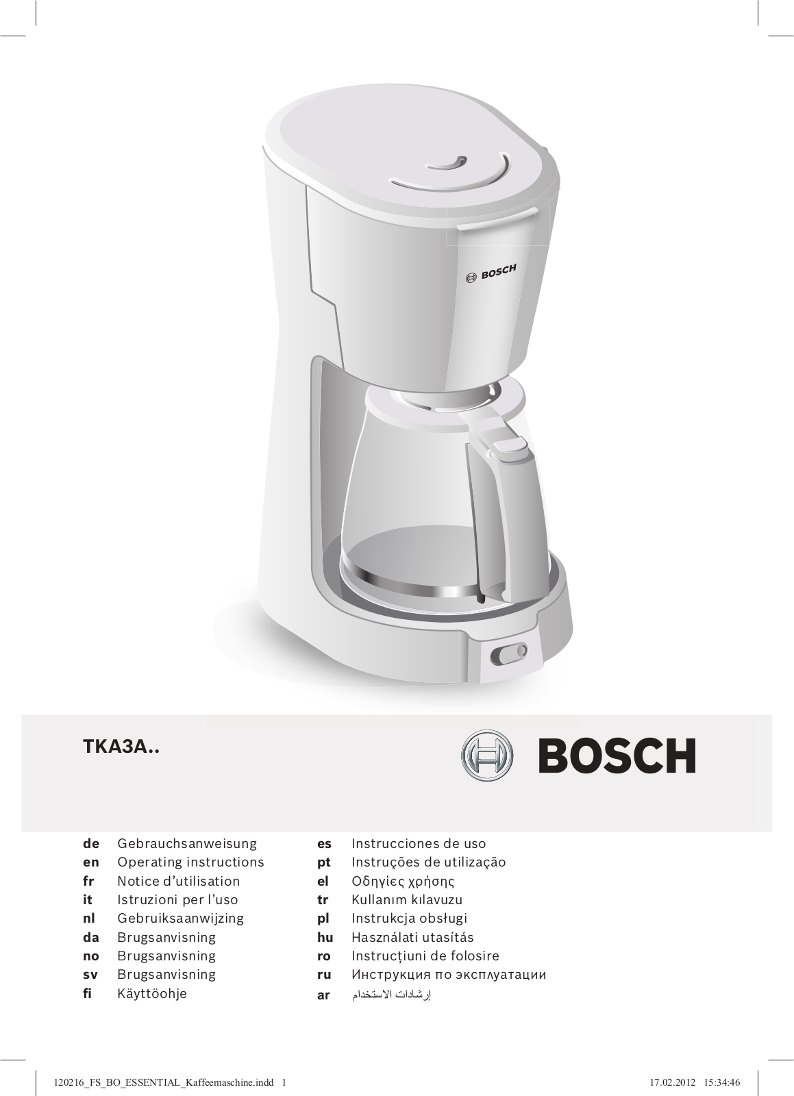 Bosch TKA3A011 User Manual