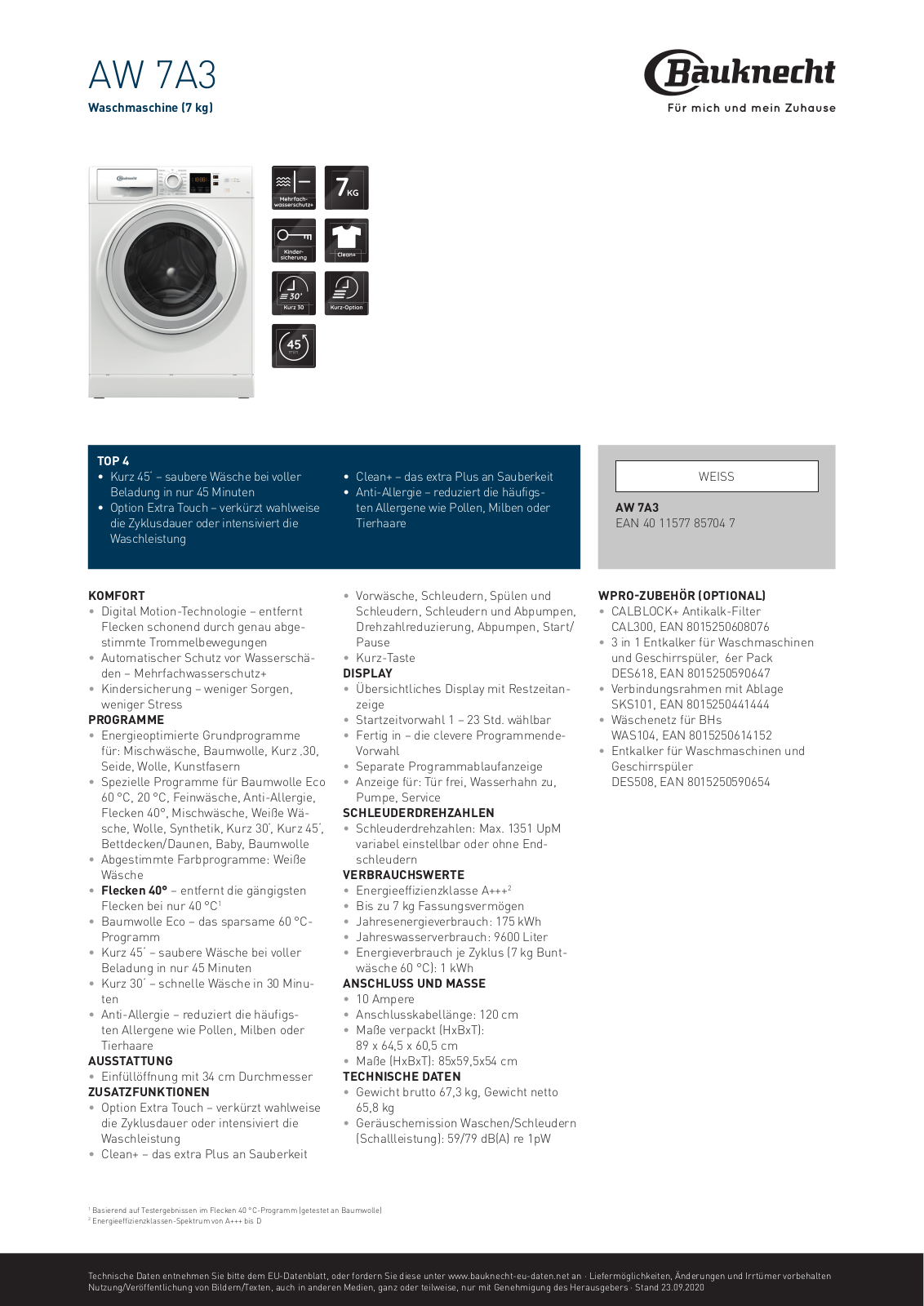 Bauknecht AW 7A3 User Manual