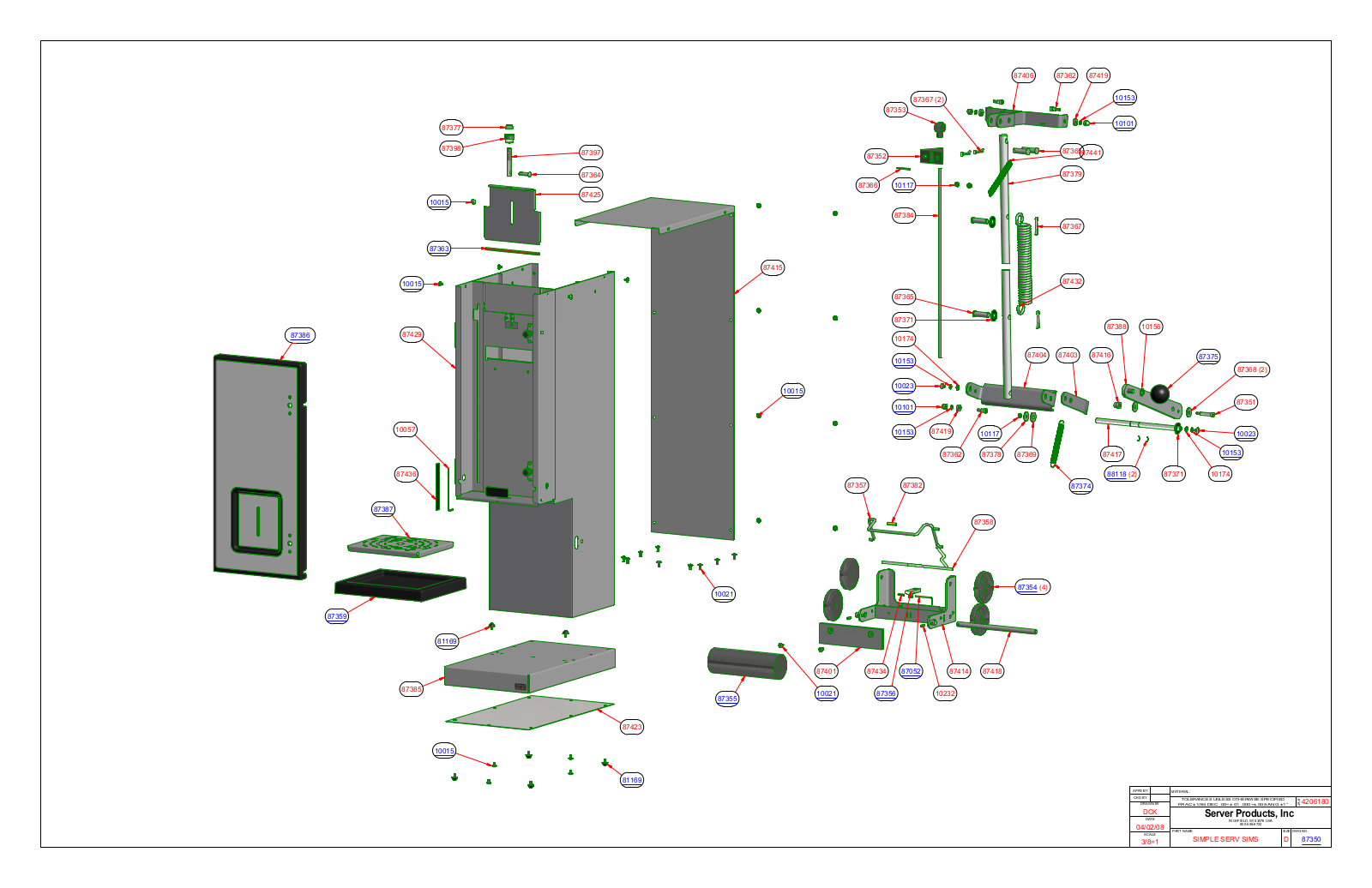 Server 87350 Parts Manual