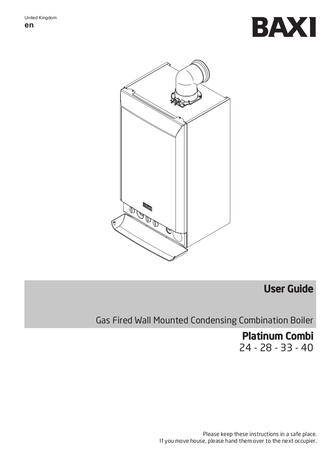 Baxi Platinum Combi 40, Platinum Combi 33, Platinum Combi 28, Platinum Combi 24 User Manual