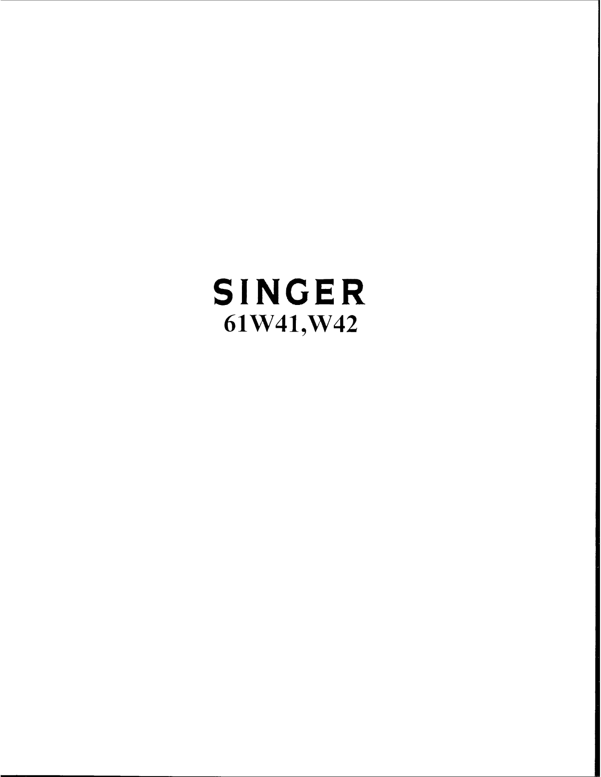 SINGER 61W41, 61W42 Parts List