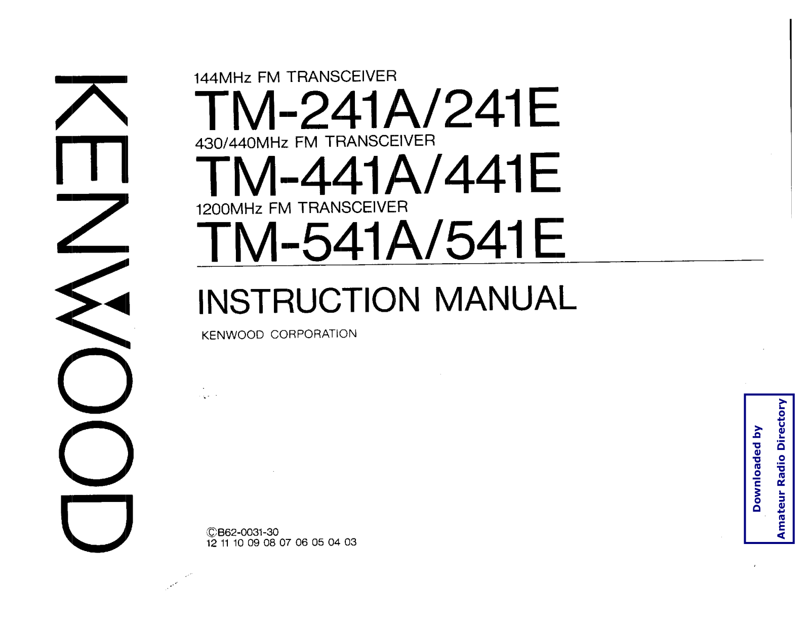 Kenwood TM-441A, TM-441E, TM-241E, TM-541E, TM-541A User Manual 2