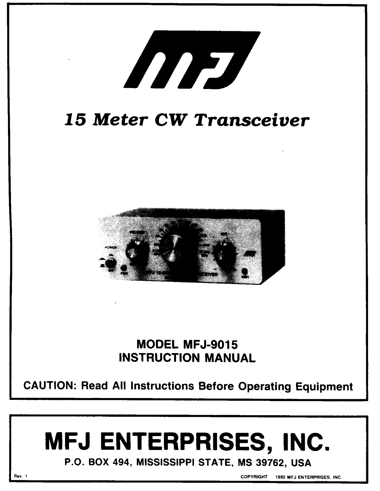 MFJ MFJ-9017, MFJ-9015, MFJ-9020, MFJ-9030, MFJ-9040 User Manual