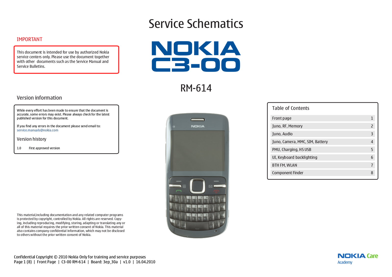 Nokia C3-00 RM-614 Schematic