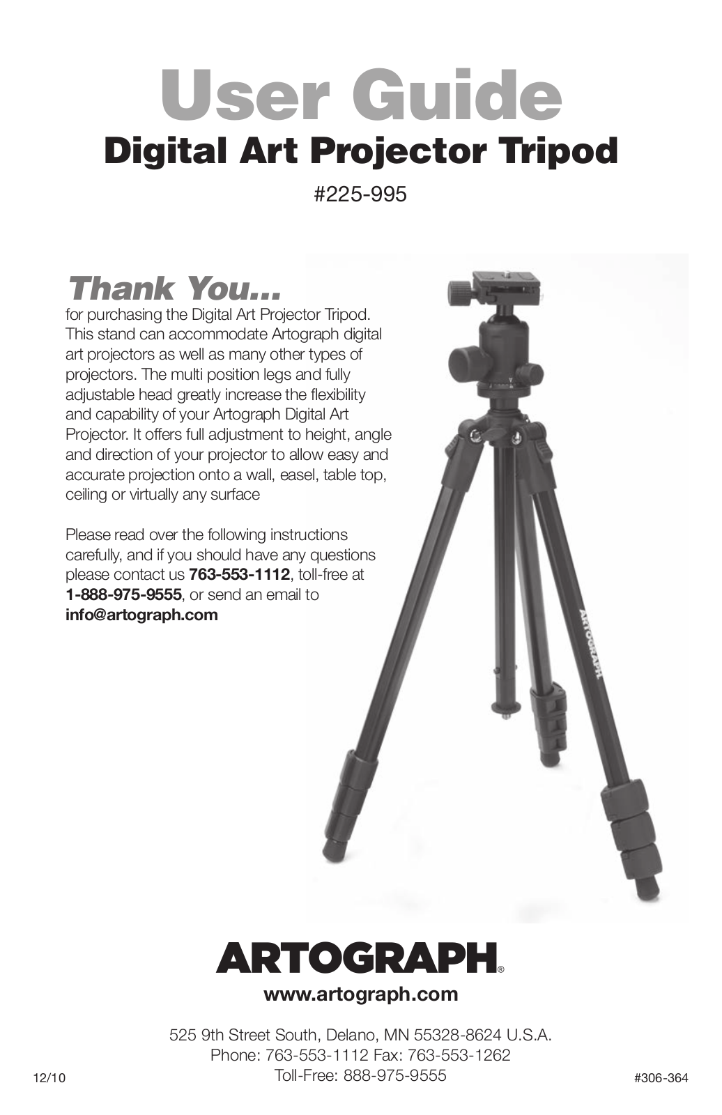 Artograph Digital Art Projector Tripod User Manual