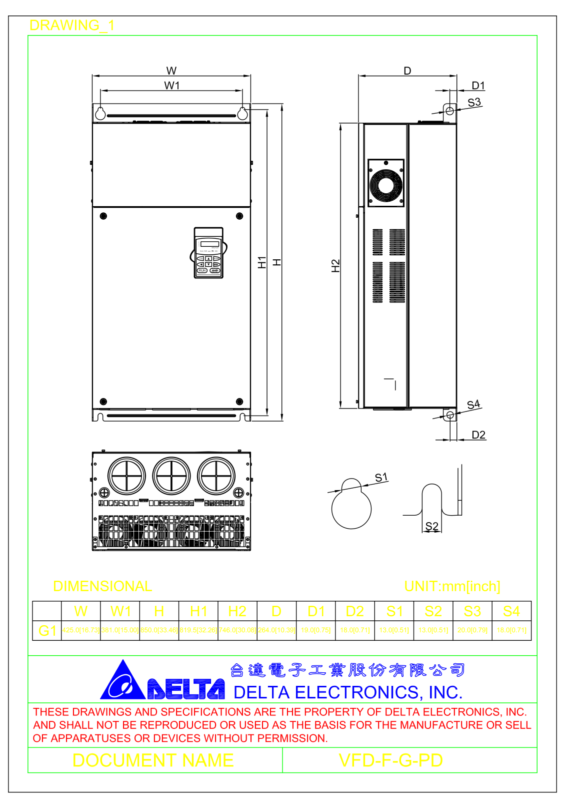 Delta Products VFD-F-G-PD Dimensional Sheet